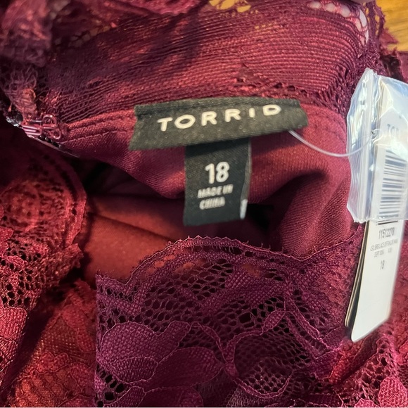 NWT Torrid Size 18 Special Occasion Burgundy Red Lace Off Shoulder Maxi Dress - Picture 10 of 14